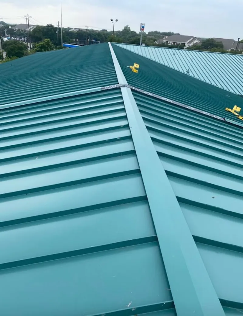 Green commercial metal roof ridge and valley for Metal Roof Repair in Spout Springs